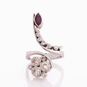Spannring mit Rubin und Brillanten
