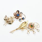 Sterling VAN DELL-Brosche und Sterling-Brosche mit blauem Strass