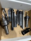 Box of Insert Stick Holders, Drills, Collet Holders & Dead Center