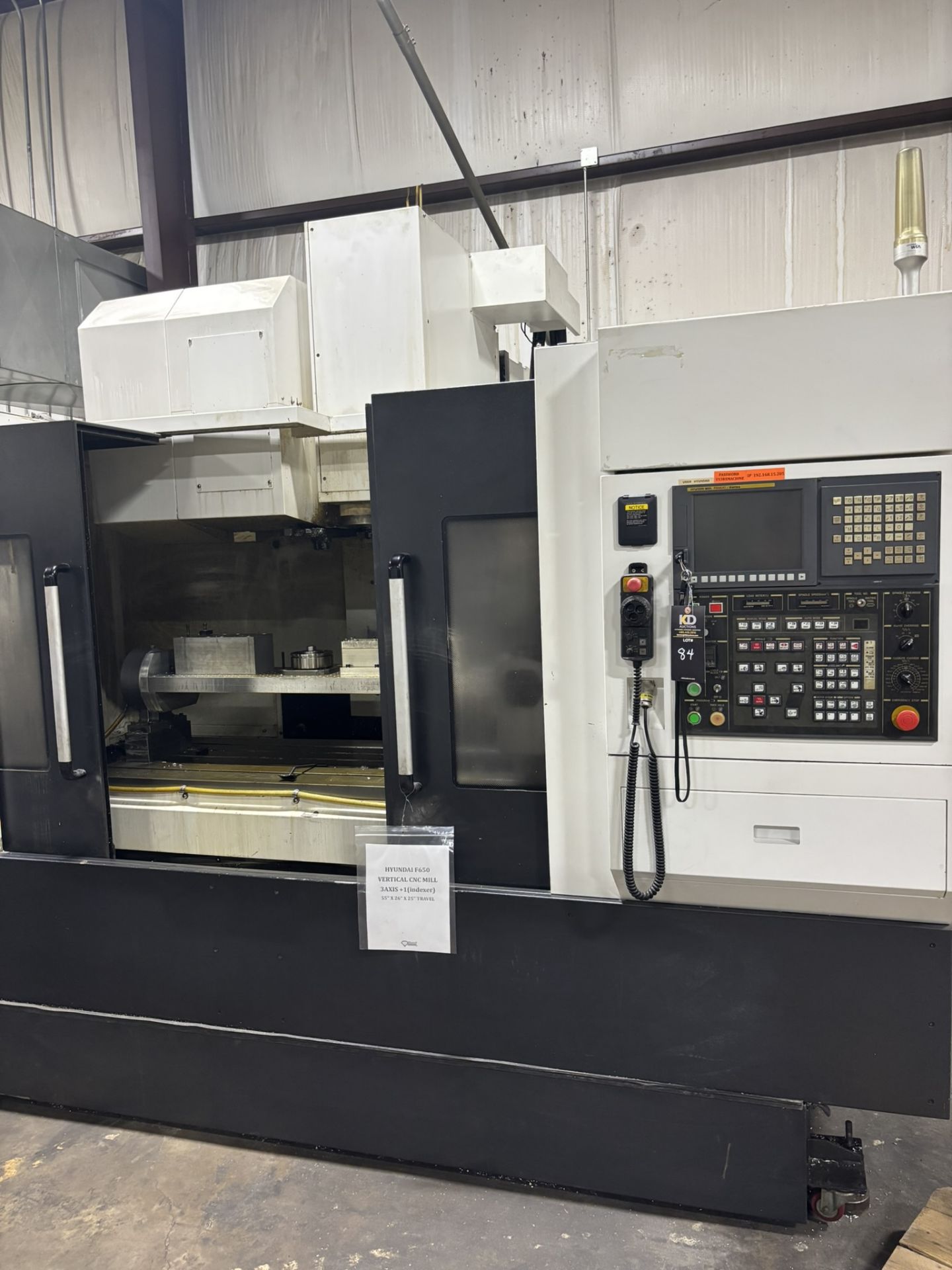 2015 Hyundai F650 Vertical CNC Mill 3 Axis +1 Indexer, Travels 55" x 26" x 25" S/N G3686-1161,