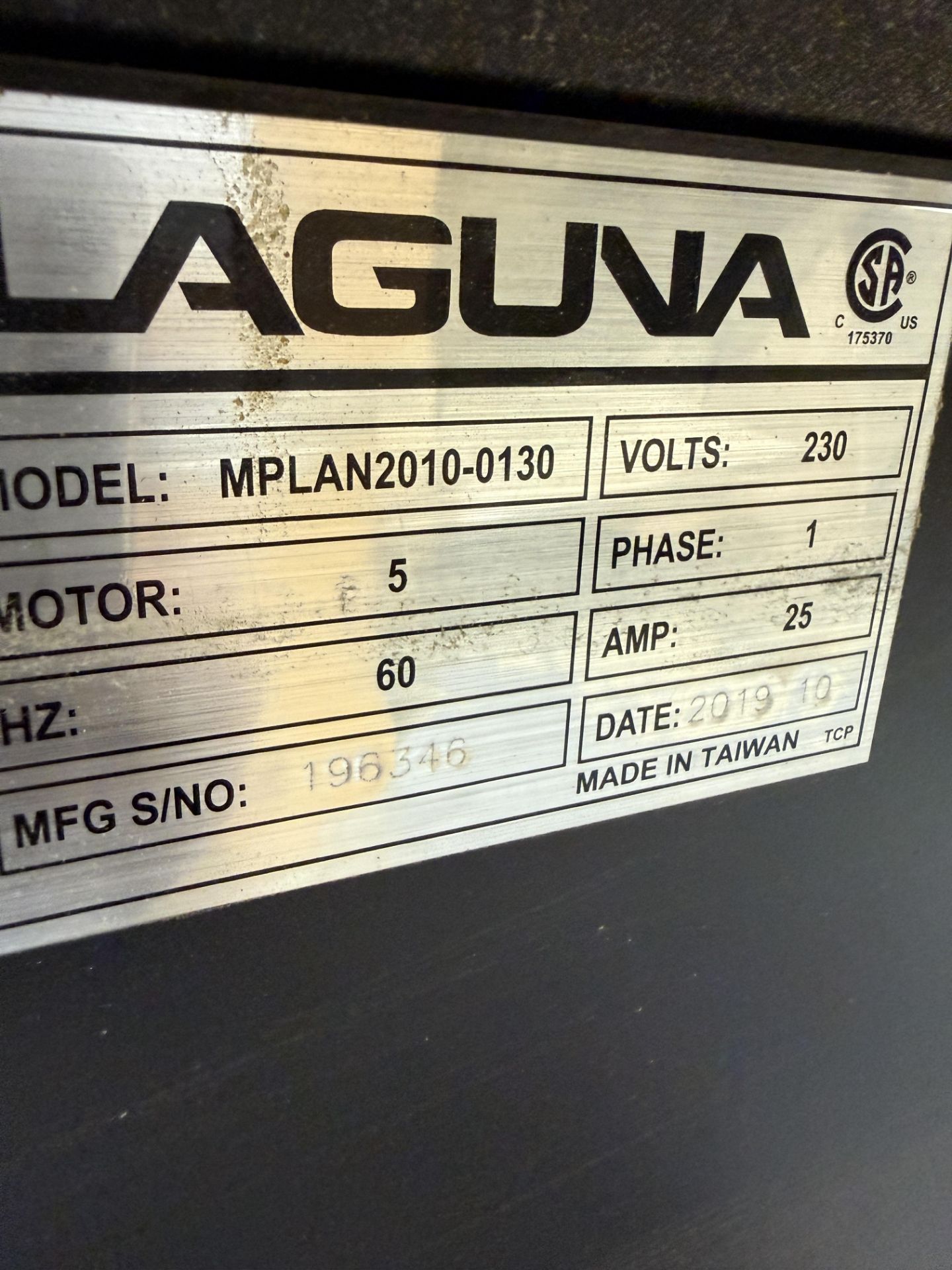 2019 Laguna Planer Model MPLAN2010-0130 Single Phase, 5 HP - Image 8 of 11