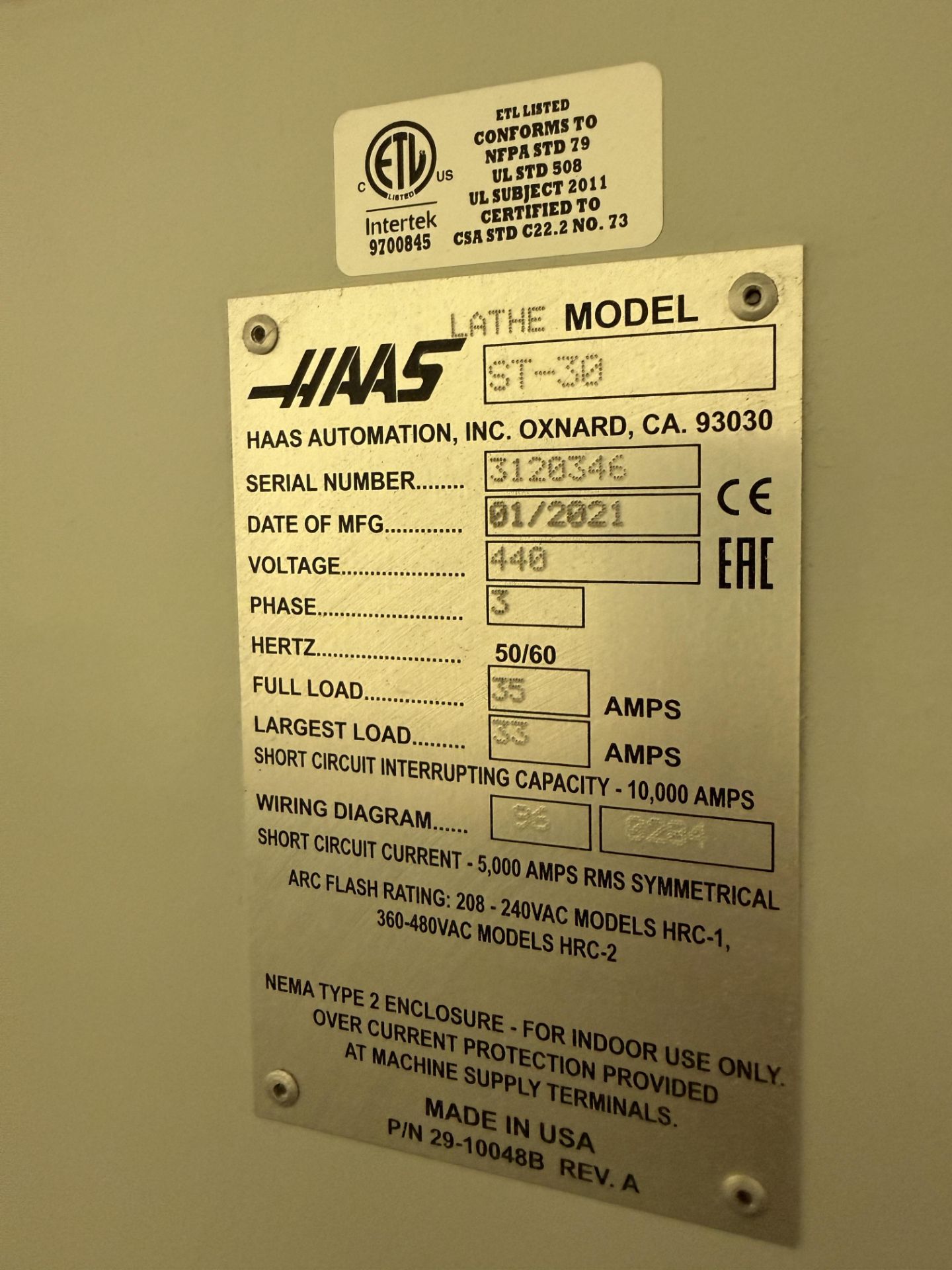 2021 Haas ST-30 CNC Lathe, Haas Control, 10" 3 Jaw Chuck, 3" Bore, 12 Station Turret With Tool - Image 11 of 29