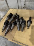 (10) CAT 40 Tool Holders, Various Collet Bars, (1) Flute Insert Holder ER-16 & ER-32 & (1) Jacob