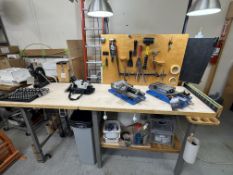 24" x 84" Work Table, with Assorted Hand Tools (NO TAGGED ITEMS)