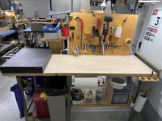 24" x 72" Work Table, with Assorted Hand Tools
