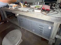 94 in. x 48 in. Heavy-Duty Workbench with Small-Parts Organizers, Fasteners, Tools & Shop Supplies