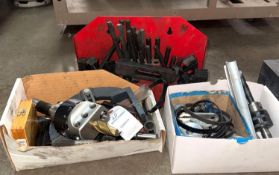 Misc. Machine Shop Tooling Lot - Clamping Set, Timing Belts, Pulleys, Boring Head & Cutters