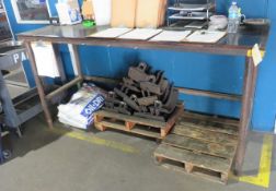 steel table 80" x 26" x 38" high steel frame with plywood frame