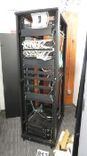 Rack enclosure model 42U with (2) CyberPower Line interactive, multi line router, rack rails and ...