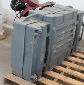 lighted trade show display in two plastic shipping crates
