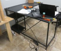 metal frame office desk 59" x 54" x 22" deep 30" high