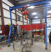 Iron Town A frame rack on casters with electric hoist 4000 lb capacity 116" wide x 65" deep x 10'