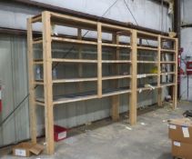 wood stock room shelving racks 99" L x 27"d x 96" h