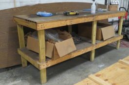 wood work bench 96" L x 32' d x 39" high