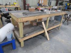 wood work benches 96" x 32" x 36" high and 39" high (tools and vise not included