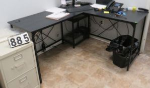L shaped steel framed desk 60"' x 54" x 22" deep x 30" high
