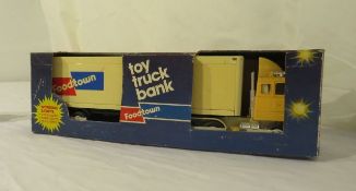 Food Town toy truck bank with lights