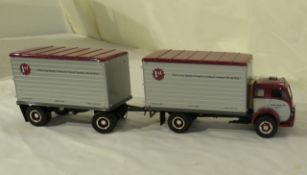 1953 White fire truck with 15" trailer die cast metal