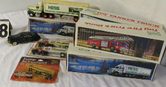 Hess trucks plus car and small toy Pathmark tractor trailer