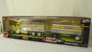 Shell tanker tractor with to two trailers die cast metal