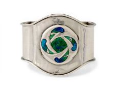 Archibald Knox for Liberty and Co., an Arts and Crafts silver and enamelled napkin ring, William