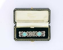 Alexander Ritchie, an Iona Arts and Crafts silver and enamelled brooch, circa 1920, rectangular