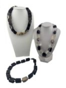 Three gem and organic bead necklaces