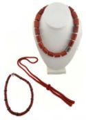 Three coral bead necklaces