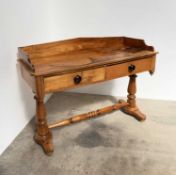 A mid 19th century Victorian satin wood washstand/writing desk, with shaped gallery above
