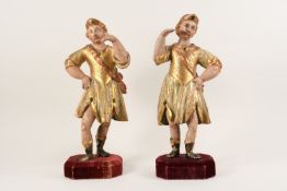 Paar profane Barock-Trägerfiguren „all'antica“ – original gefasst (18. Jahrhundert)