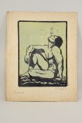 Daniel Greiner (1872-1943) Sitzender Akt (um 1915) – seltener Probedruck, signiert