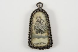 Großes Barock-Silbermedaillon: Hl. Antonius & Eustochia, handkoloriert (um 1760/80)