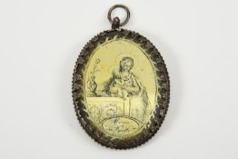 Seltenes Églomisé-Silbermedaillon – Maria die Reinste (1804)