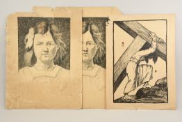 Daniel Greiner (1872–1943) Porträtstudie Helga Greiner (1914) und Kreuzträger (1926)