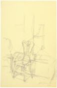 Alberto Giacometti; Chaise et bahu dans la salle à manger à Stampa (recto) - Esquisse du nez et œil 