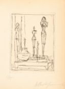 Alberto Giacometti; Sculptures et bol dans l'atelier II