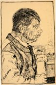 Giovanni Giacometti; Giovanin da Vöja, Brustbild im Profil nach rechts