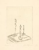 Alberto Giacometti; Trois figurines sur une sellette III