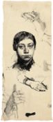 Käthe Kollwitz; Selbstbildnis mit drei Handstudien