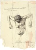 Käthe Kollwitz; Aktstudie zur Radierung "Aus vielen Wunden blutest Du, o Volk"