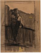 Käthe Kollwitz; Frau auf dem Balkon, Selbstbildnis