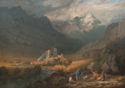 Philipp Jakob Loutherbourg d. J. (zugeschrieben) – Gebirgslandschaft mit Burgruine