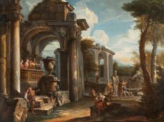 Giovanni Paolo Pannini (zugeschrieben) – Antike Ruinen mit Figuren