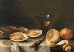 Flämisch – Stillleben mit Austern, Kelch und Zitrone