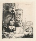 Rembrandt Harmensz. van Rijn – Christ and the Woman of Samaria among Ruins