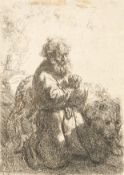 Rembrandt Harmensz. van Rijn – Saint Jerome Kneeling in Payer, Looking Down