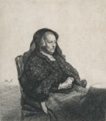 Rembrandt Harmensz. van Rijn – The Artist's Mother Seated at a Table, Looking Right: Three Quarter L