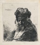 Rembrandt Harmensz. van Rijn – Old Bearded Man in a High Fur Cap, with Eyes Closed