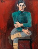 Helmut Kolle (Helmut vom Hügel) – Junger sitzender Mann mit Reithose