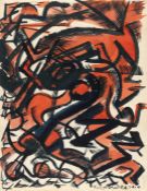 Karl Peter Röhl – Ohne Titel (Rhythmisch-lineare Komposition in Schwarz und Rot)